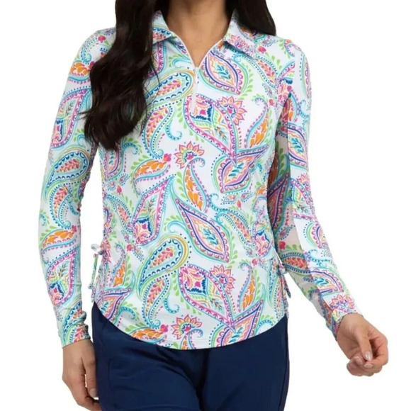 IBKUL Demi Print Long Sleeve Golf Polo Top. Sz: L - Picture 1 of 11